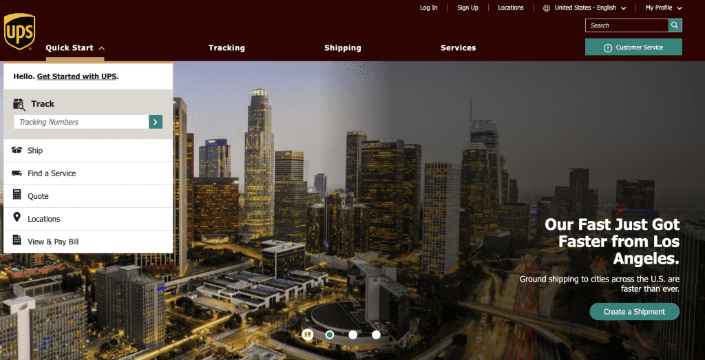UPS, UPS home page, website